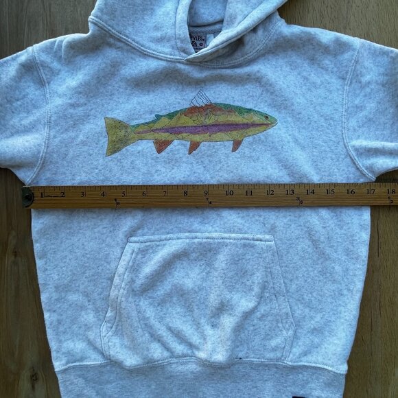 WEST LYFE SUPER SOFT COZY FISH GRAPHIC Women’s Heather Gray Pullover Hoodie sz S - Picture 7 of 9